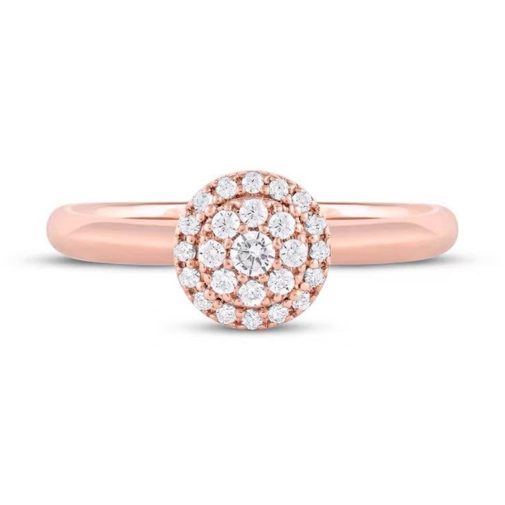 Gold Halo Diamond Ring with Elegant Band - Picture 4 of 4